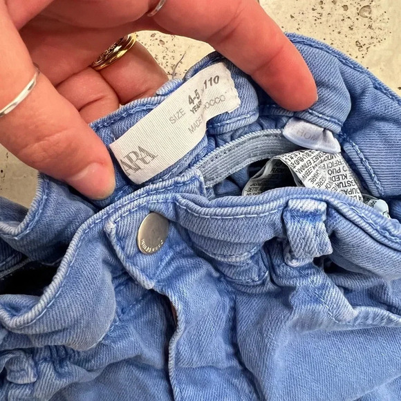 Zara Girl’s Paper Bag Denim Shorts in Blue - Picture 3 of 4
